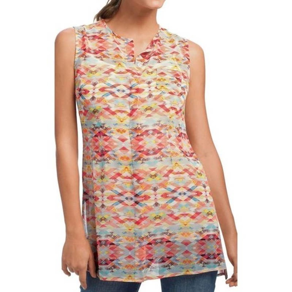Cabi Avery Tunic Top Size M Round Neck Sleeveless Geometric Aztec Multicolor
